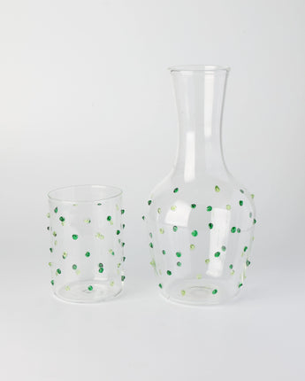 Carafe & Glass Set - Dotty Green