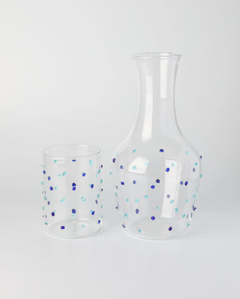 Carafe & Glass Set Dotty Blue