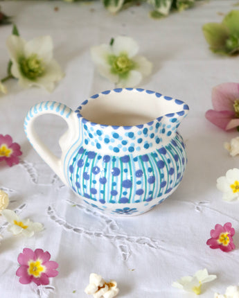 Dinky Jug- White and Blue dotty