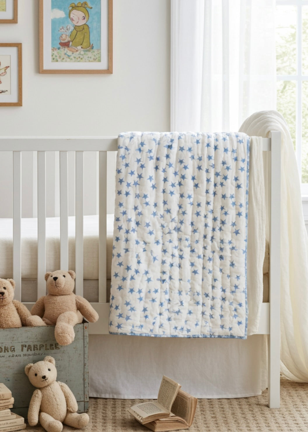 Childrens Super Star Quilt - Blue