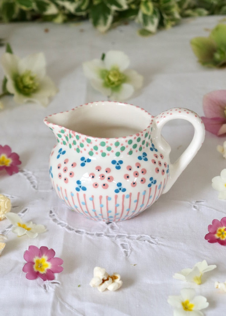 Dinky Jug- White, Pink and Blue