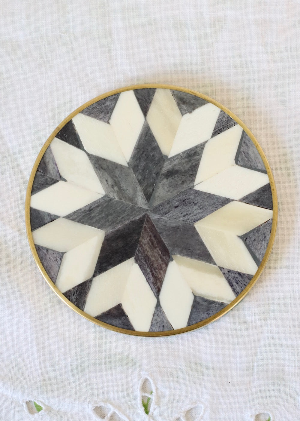 Inlay Coaster- Soft Grey Star