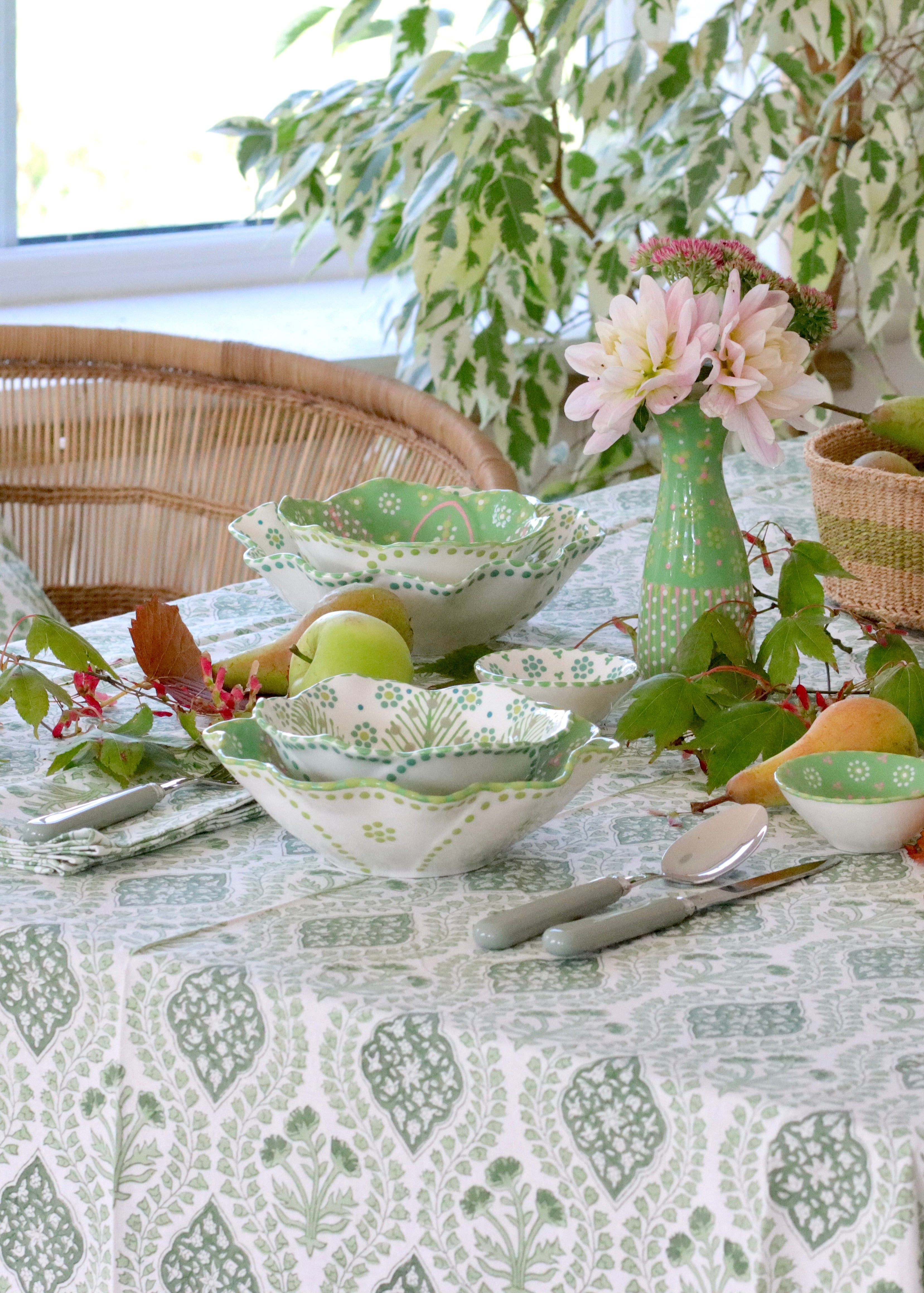 TABLECLOTH - Sage Green Trellis