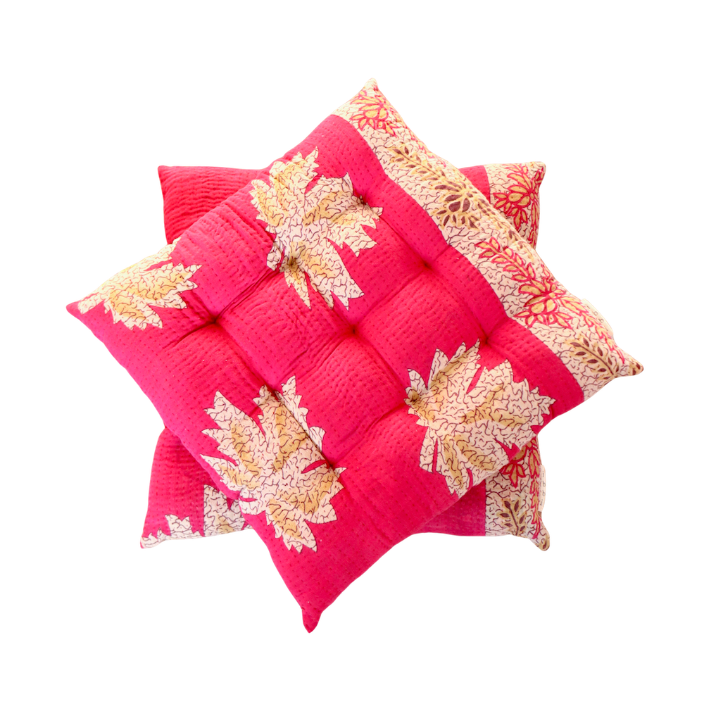 Pair of Kantha Seat Pads - Pair No. 81
