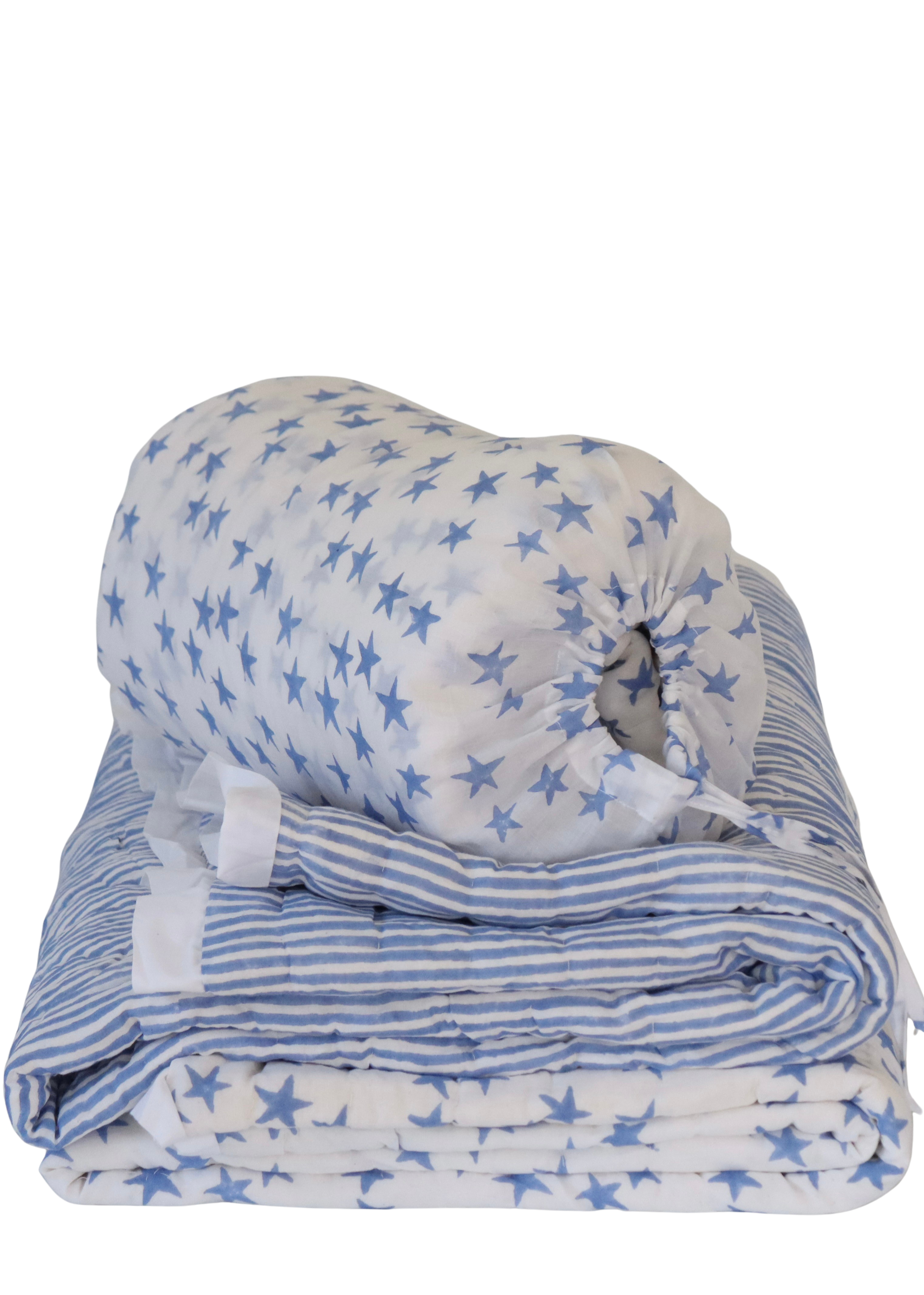Childrens Super Star Quilt - Blue