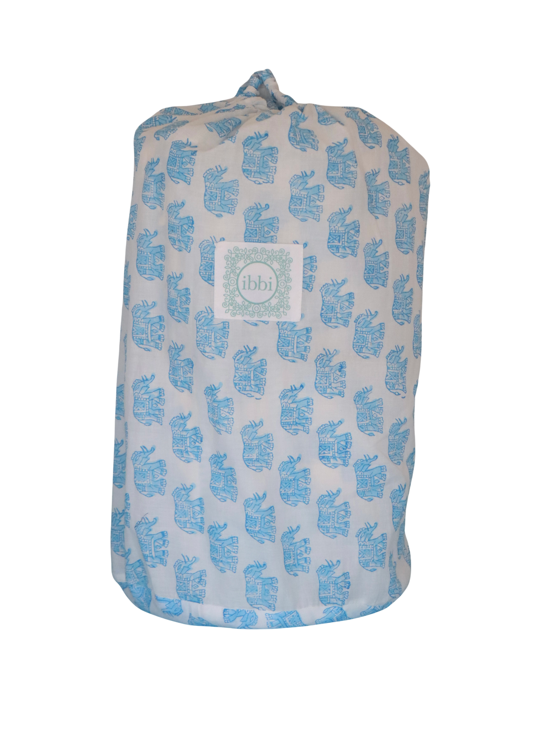 Hand Block Printed Quilt - Blue Elephants- SINGLE