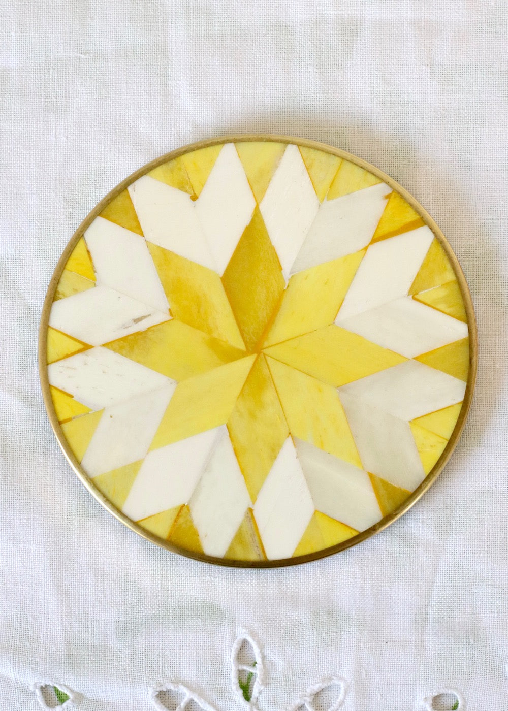 Inlay Coaster- Buttercup Yellow Star