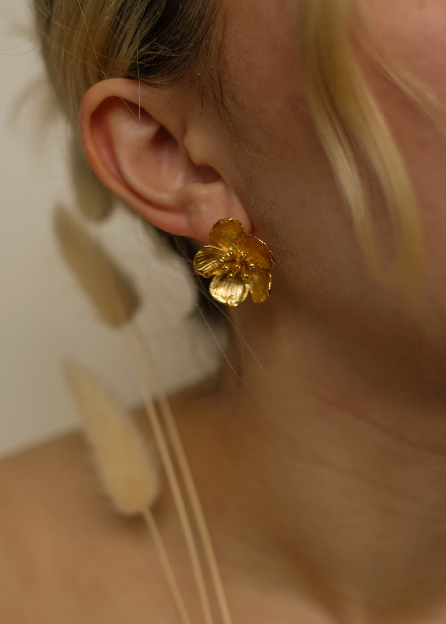 Buttercup Gold Flower Stud Earrings
