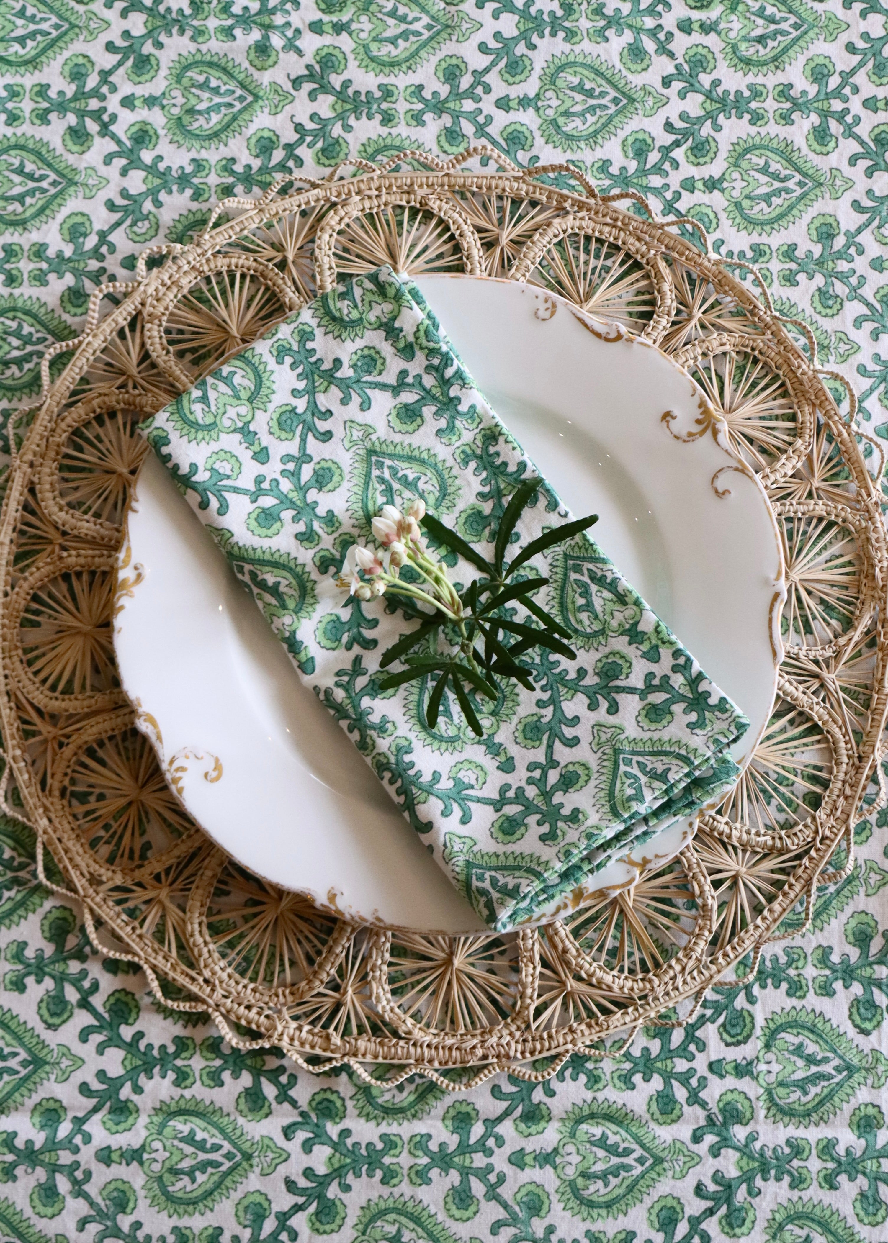 Set Of 4 Napkins - Green Mughal