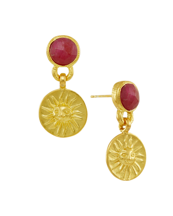 Helia Ruby Drop Stud Earrings