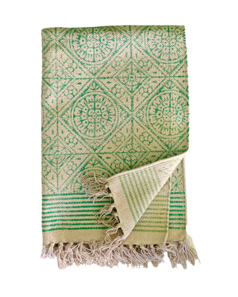 Hand Block Printed Bath Mat - Spring Green