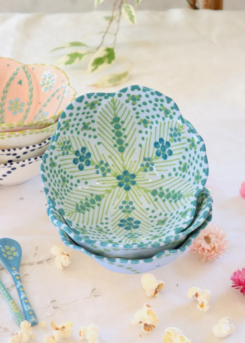 Pudding Bowl - White & Lime