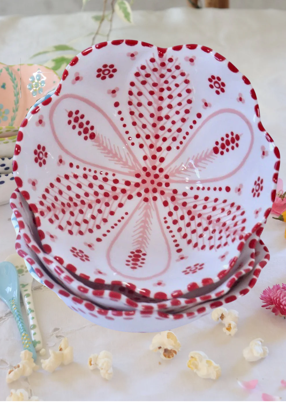 Pudding Bowl - White & Red