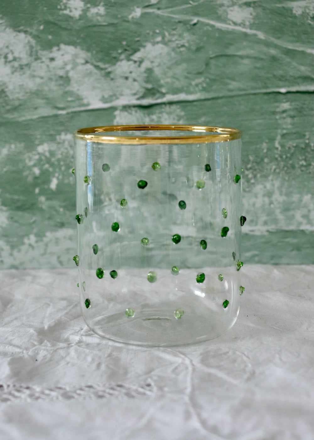 Glass Tumbler - Green Dots
