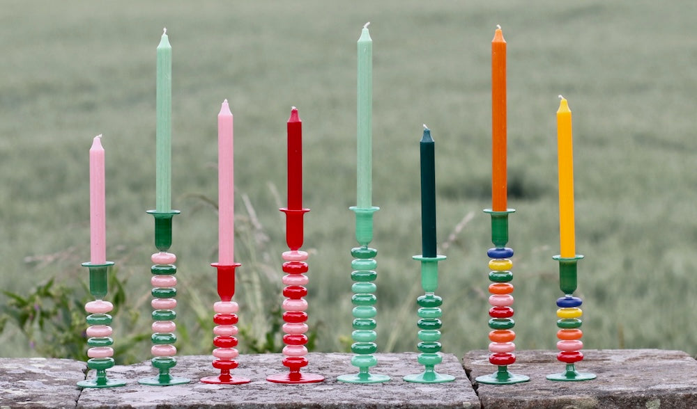 Sea Pebble Candlestick Blues - Small