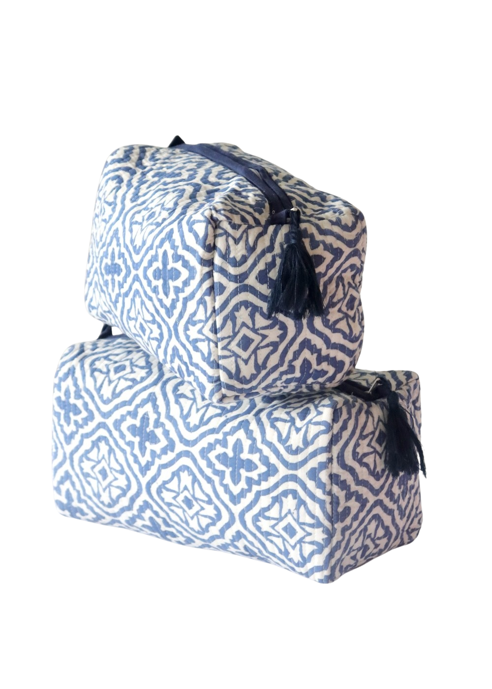 Wash Bag- Cross Flower Blue