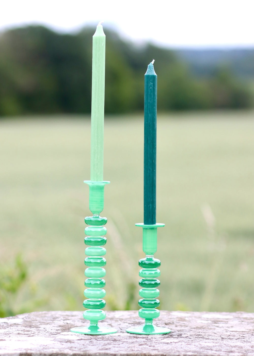 Sea Pebble Candlestick Greens - Small
