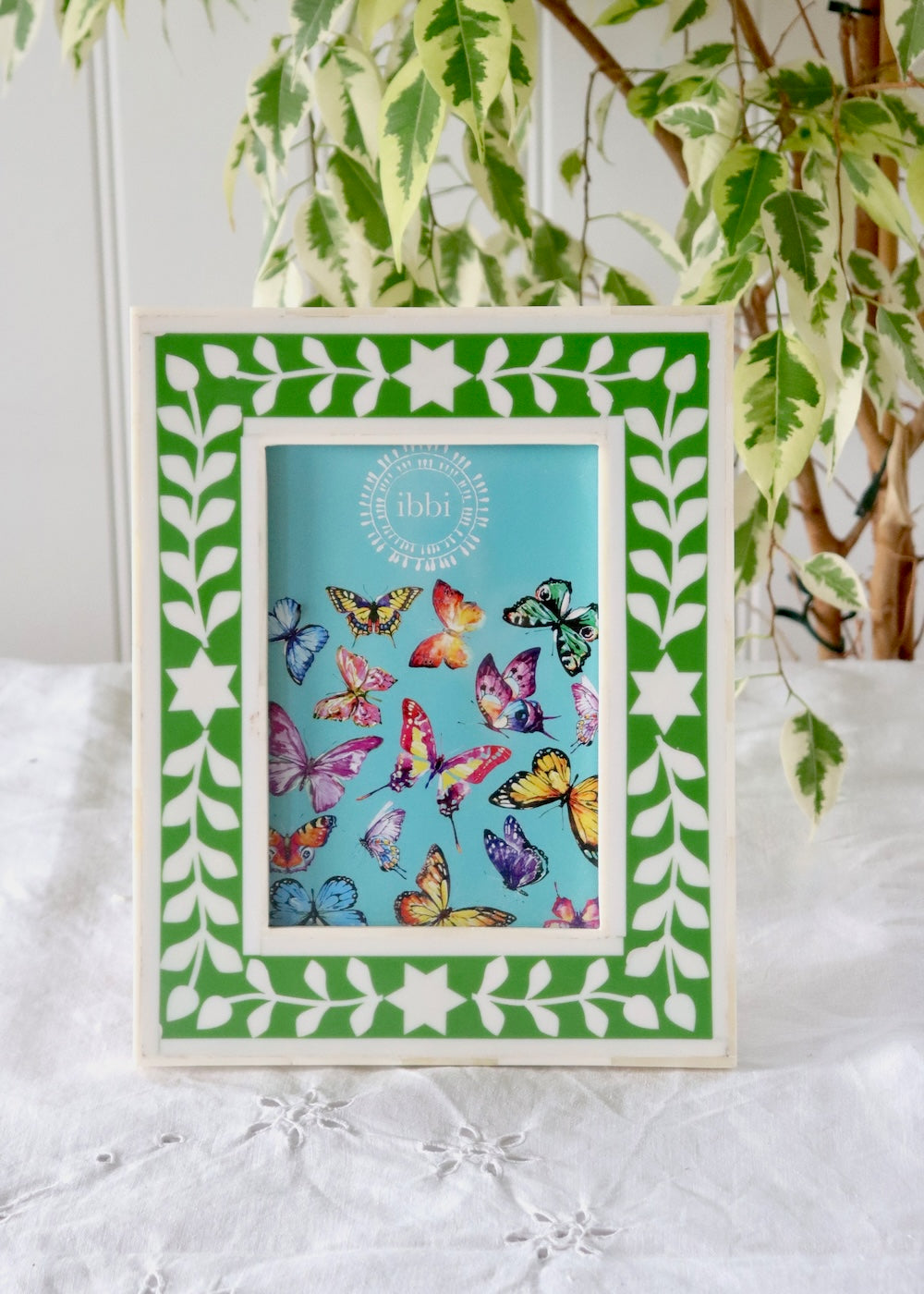 Photo Frame - Green With Ivory Leaf