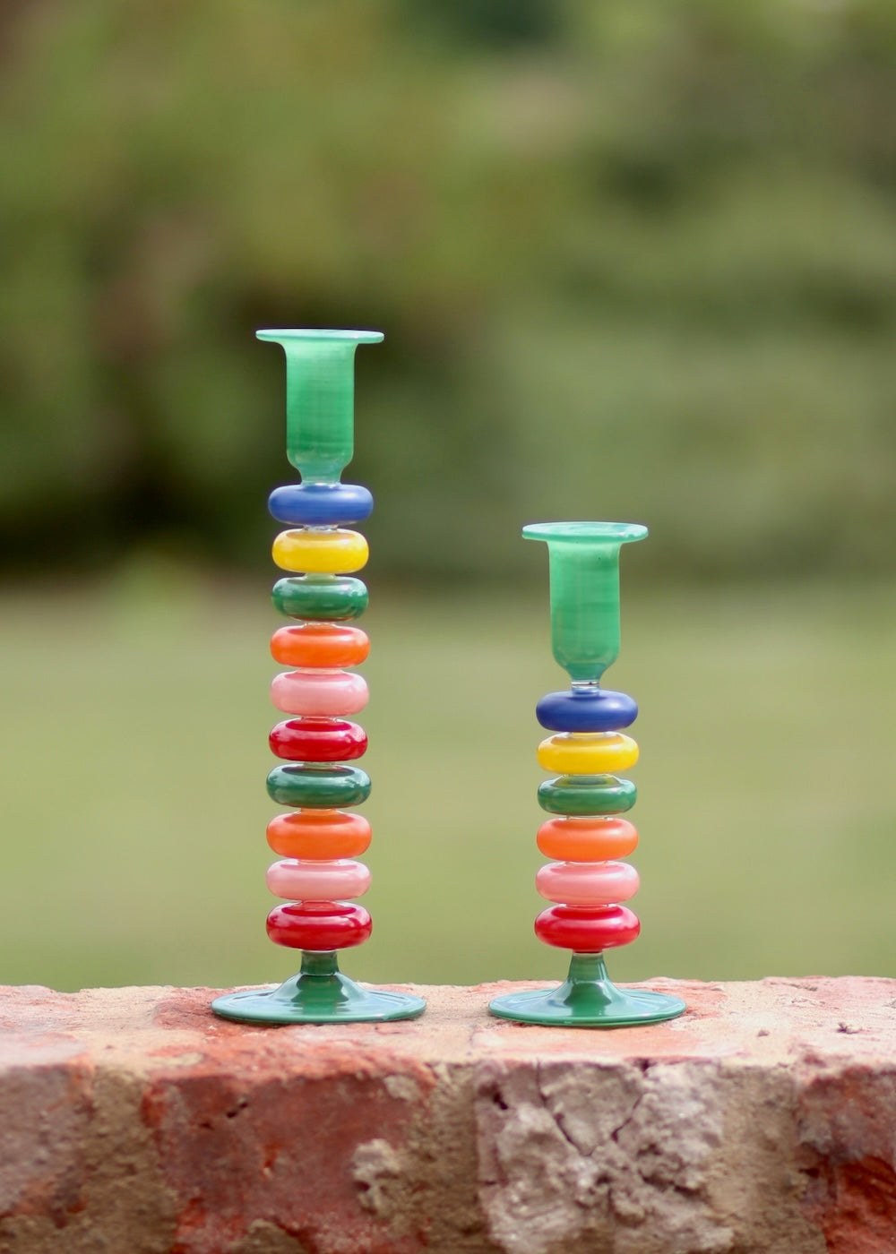 Sea Pebble Candlestick Rainbow - Small