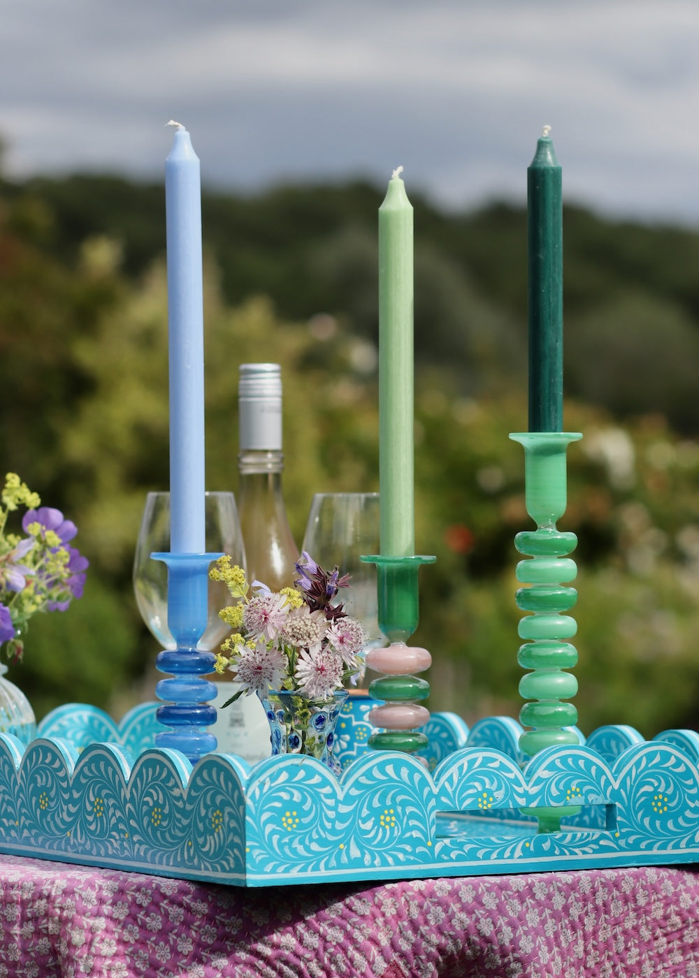Sea Pebble Candlestick Blues - Small