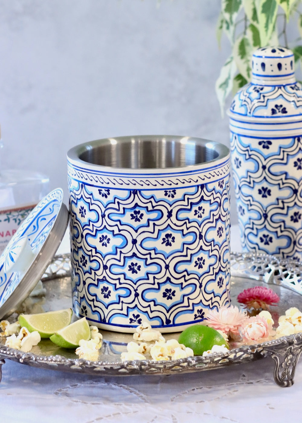 Ice Bucket - White & Blue