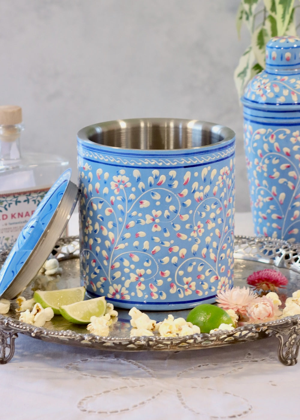 Ice Bucket - Pale Blue Leaf