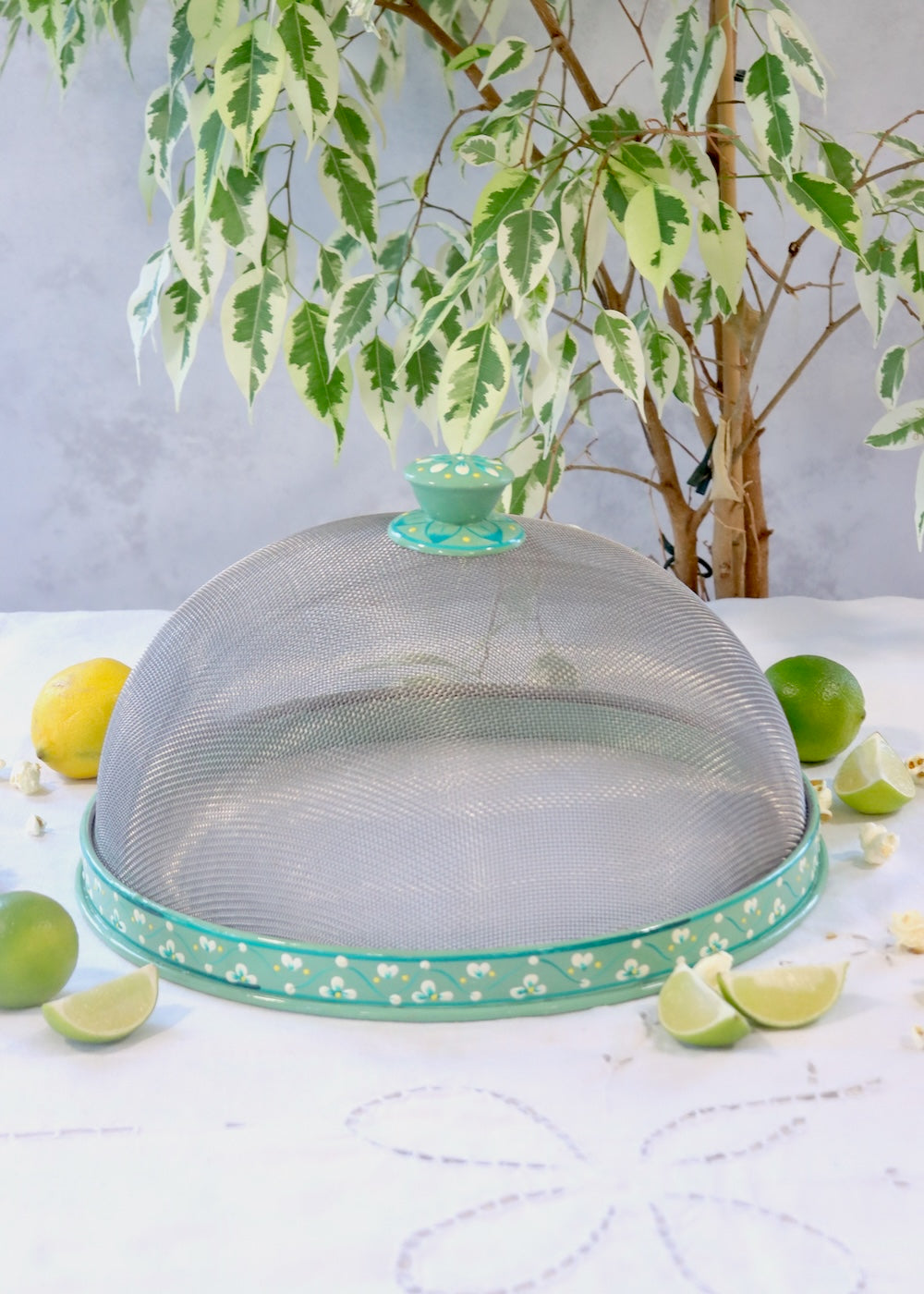 Hand Painted Dome Food Cover- Olive
