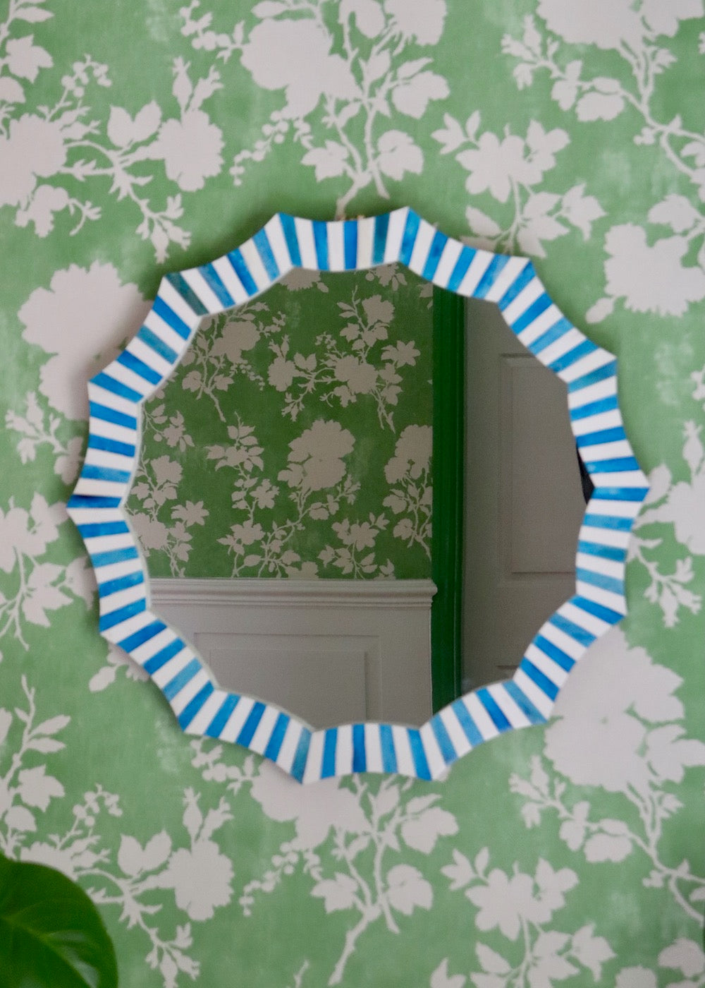 Scalloped Inlay Mirror - Blue