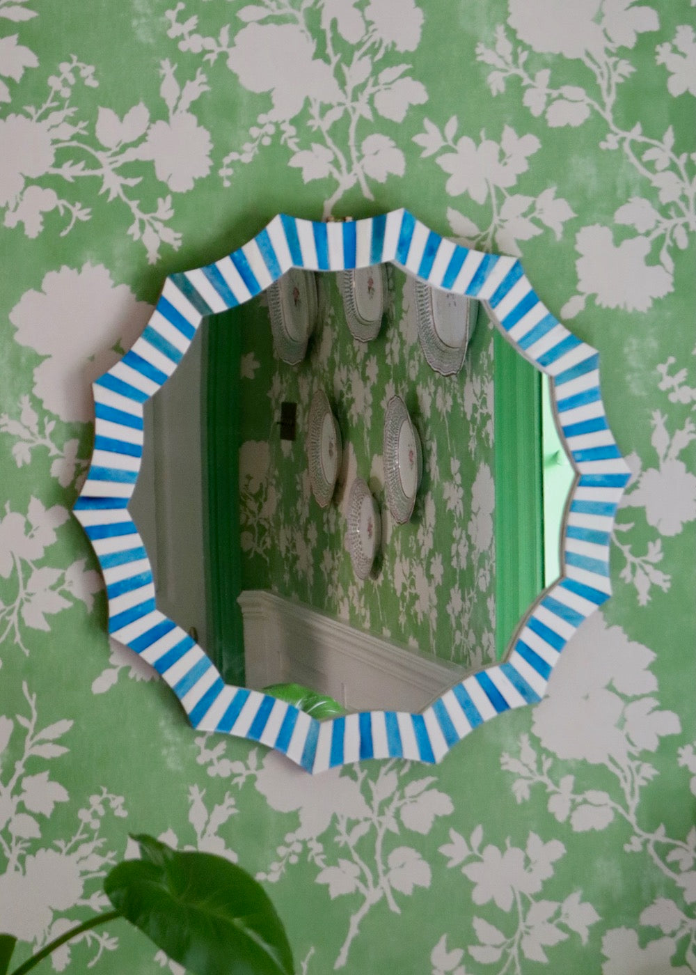 Scalloped Inlay Mirror - Blue