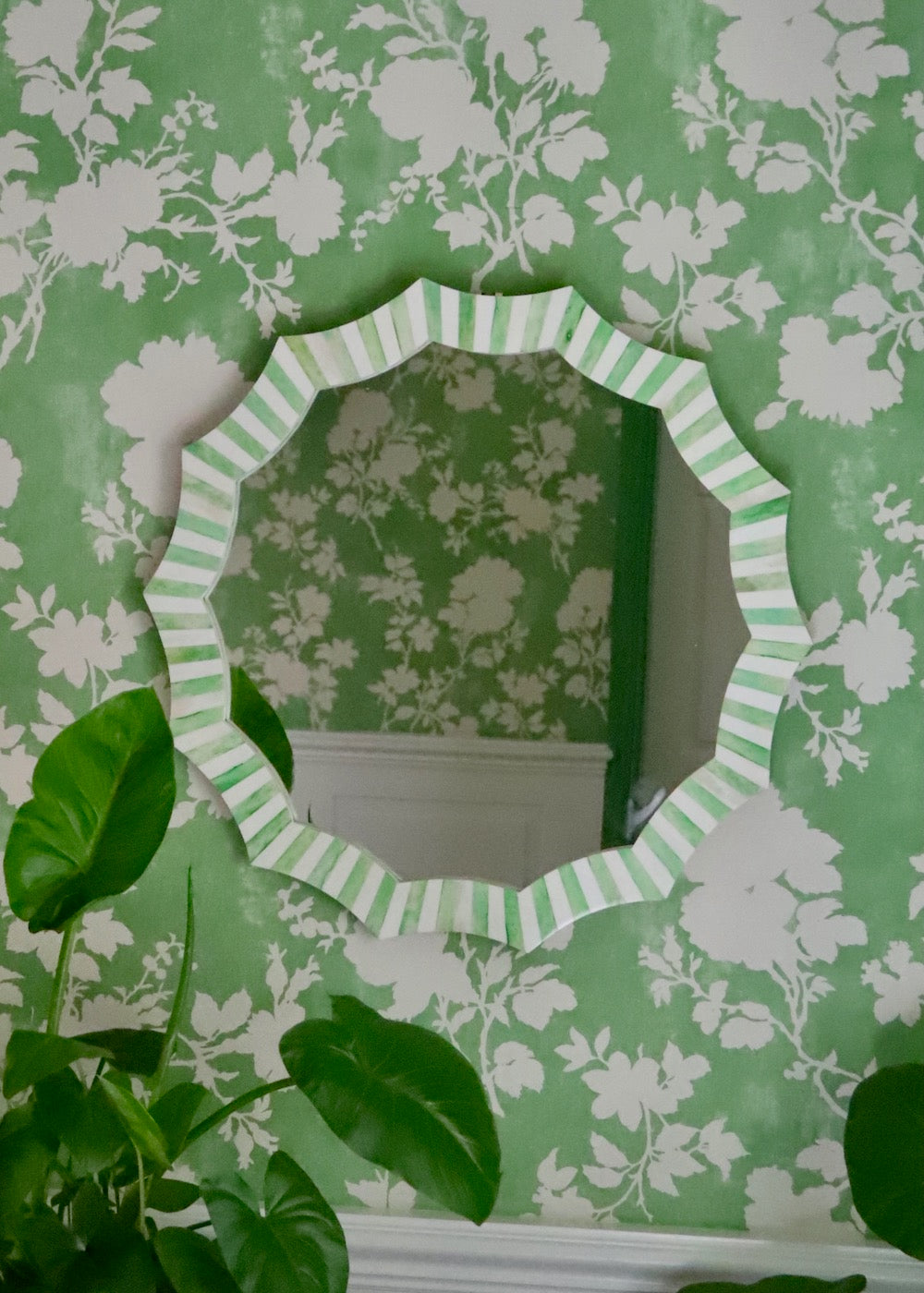 Scalloped Inlay Mirror - Green