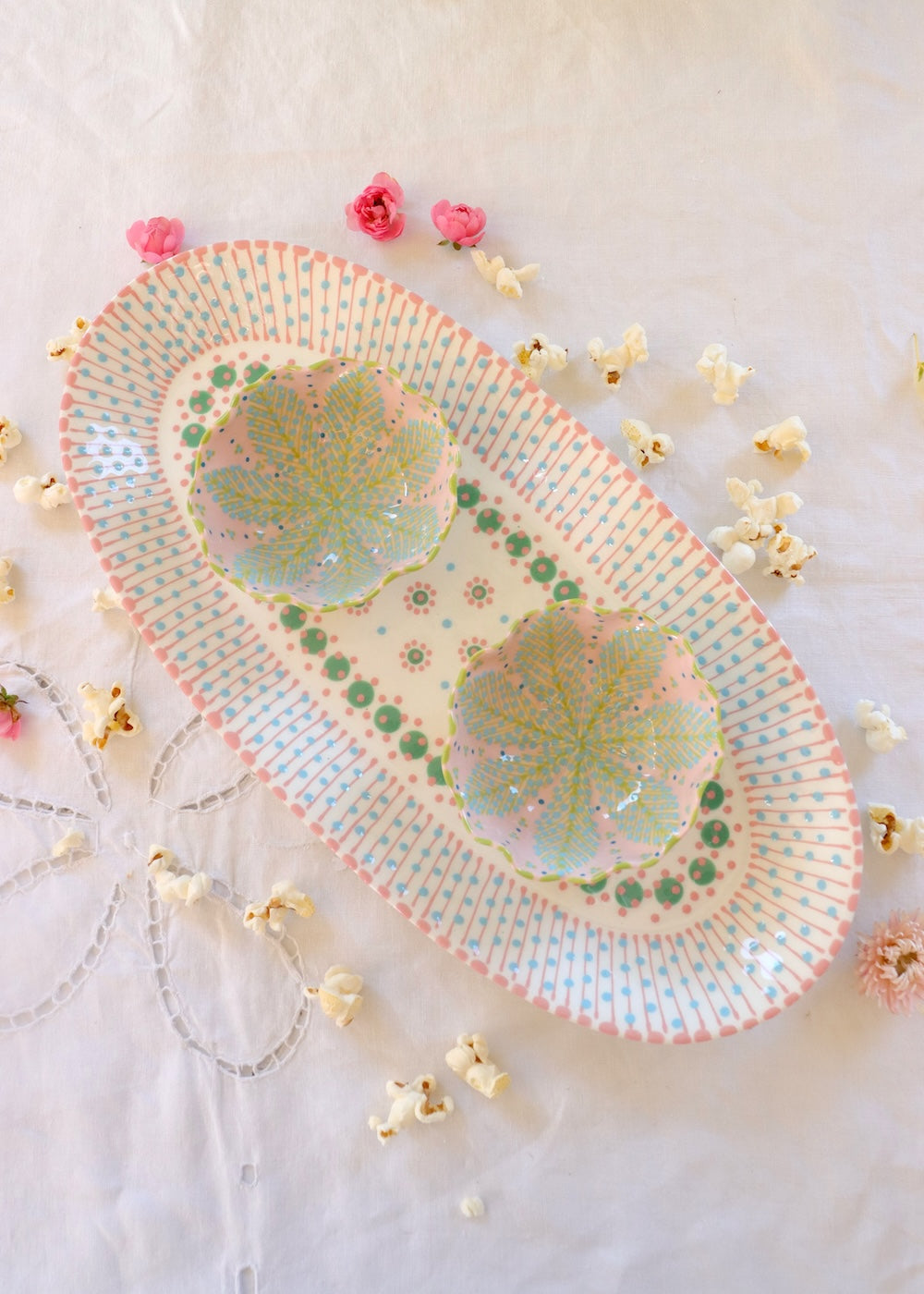 Margo Platter & Ramekin Set White & Pink