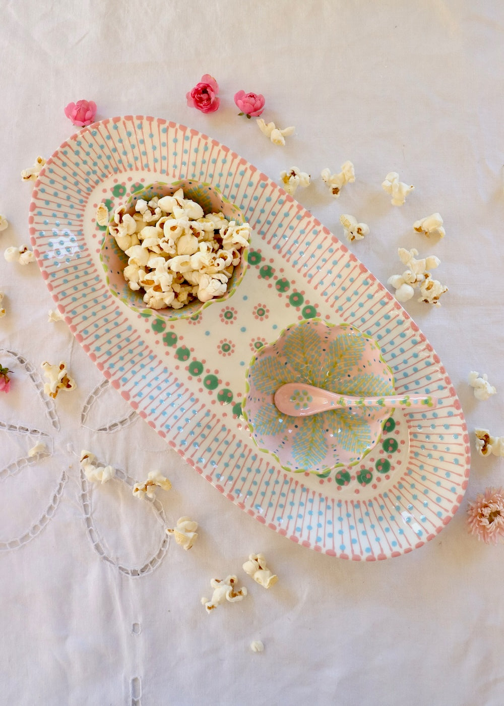 Margo Platter & Ramekin Set White & Pink