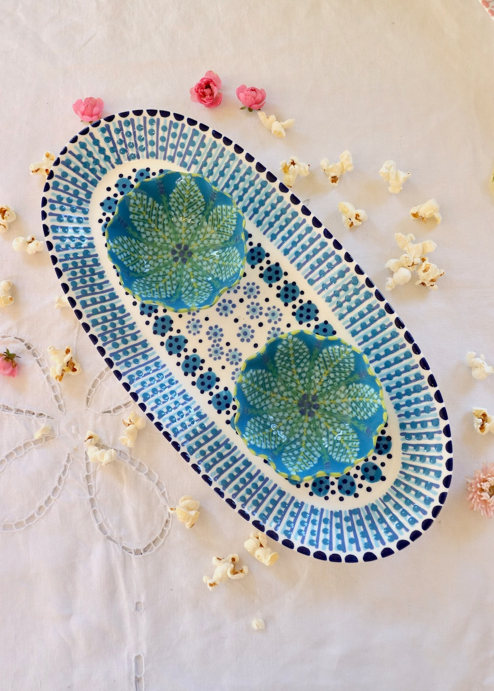 Margo Platter & Ramekin Set White & Blue