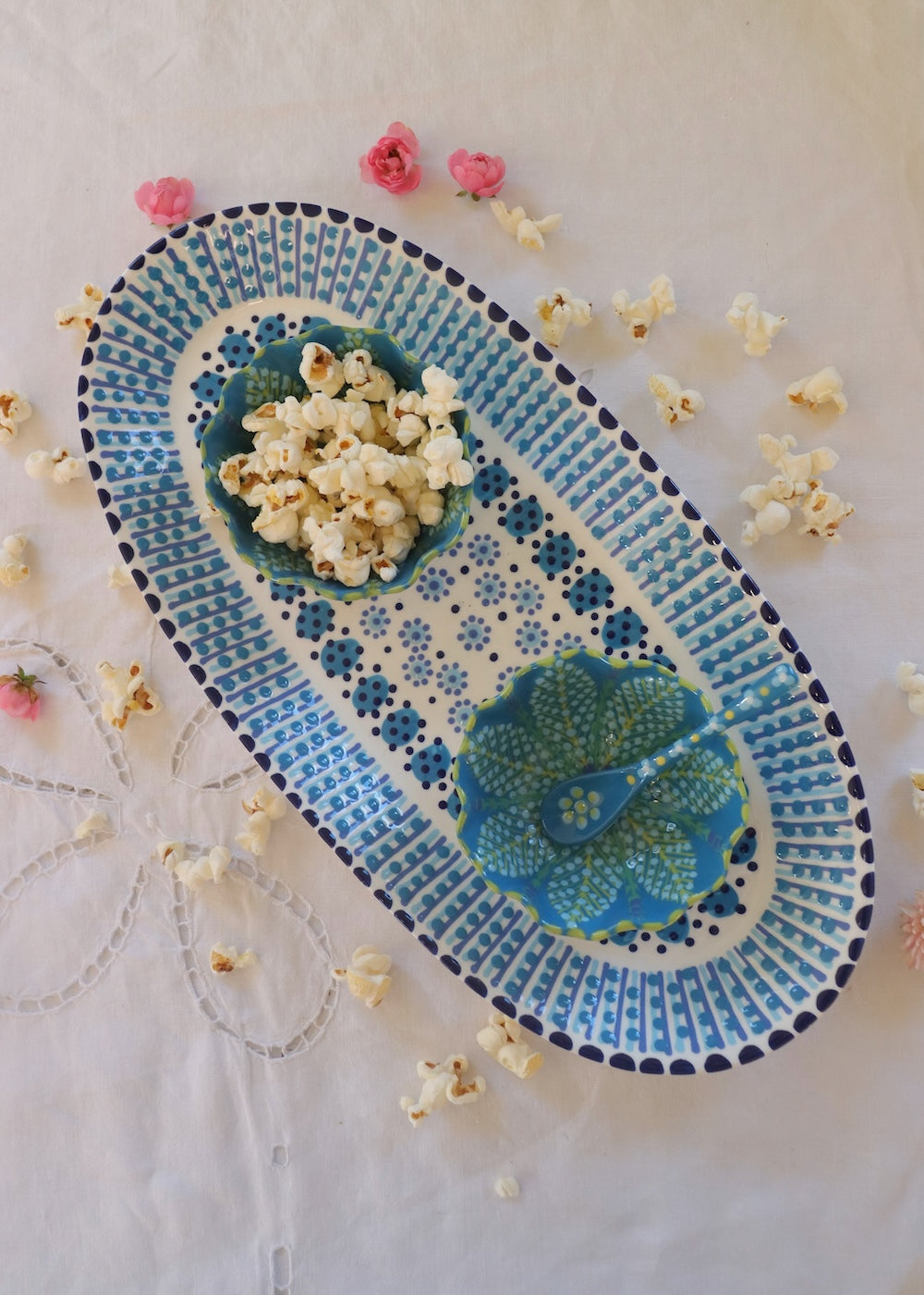Margo Platter & Ramekin Set White & Blue