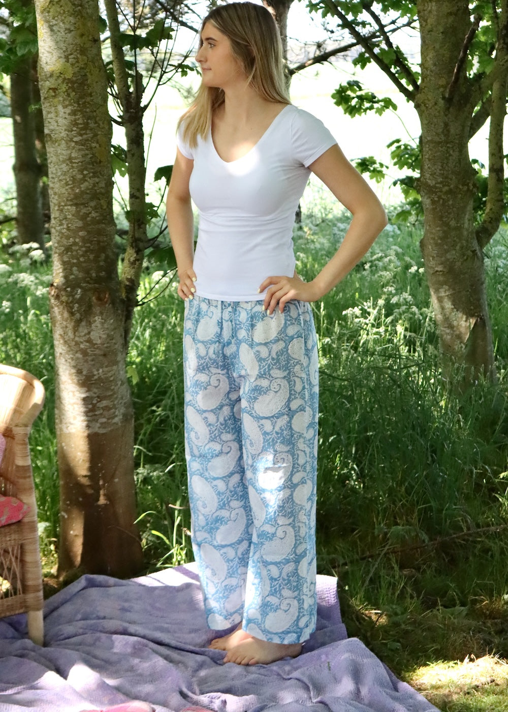 Paxos Floaty Trousers - Corfu Blue