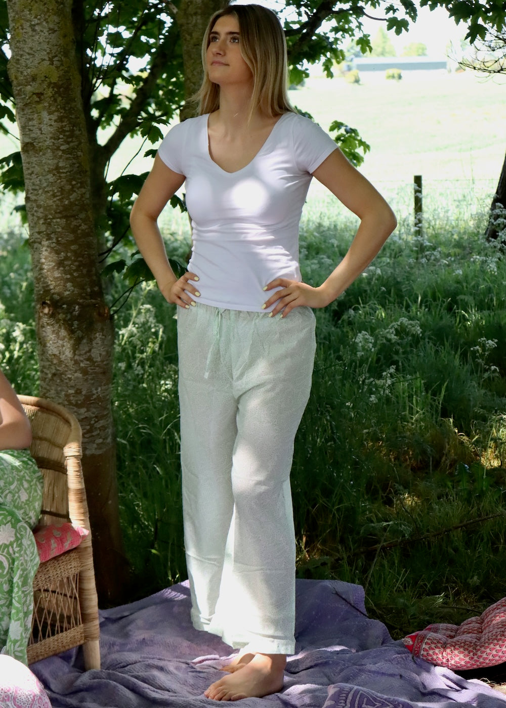 Paxos Floaty Trousers - White and Lime