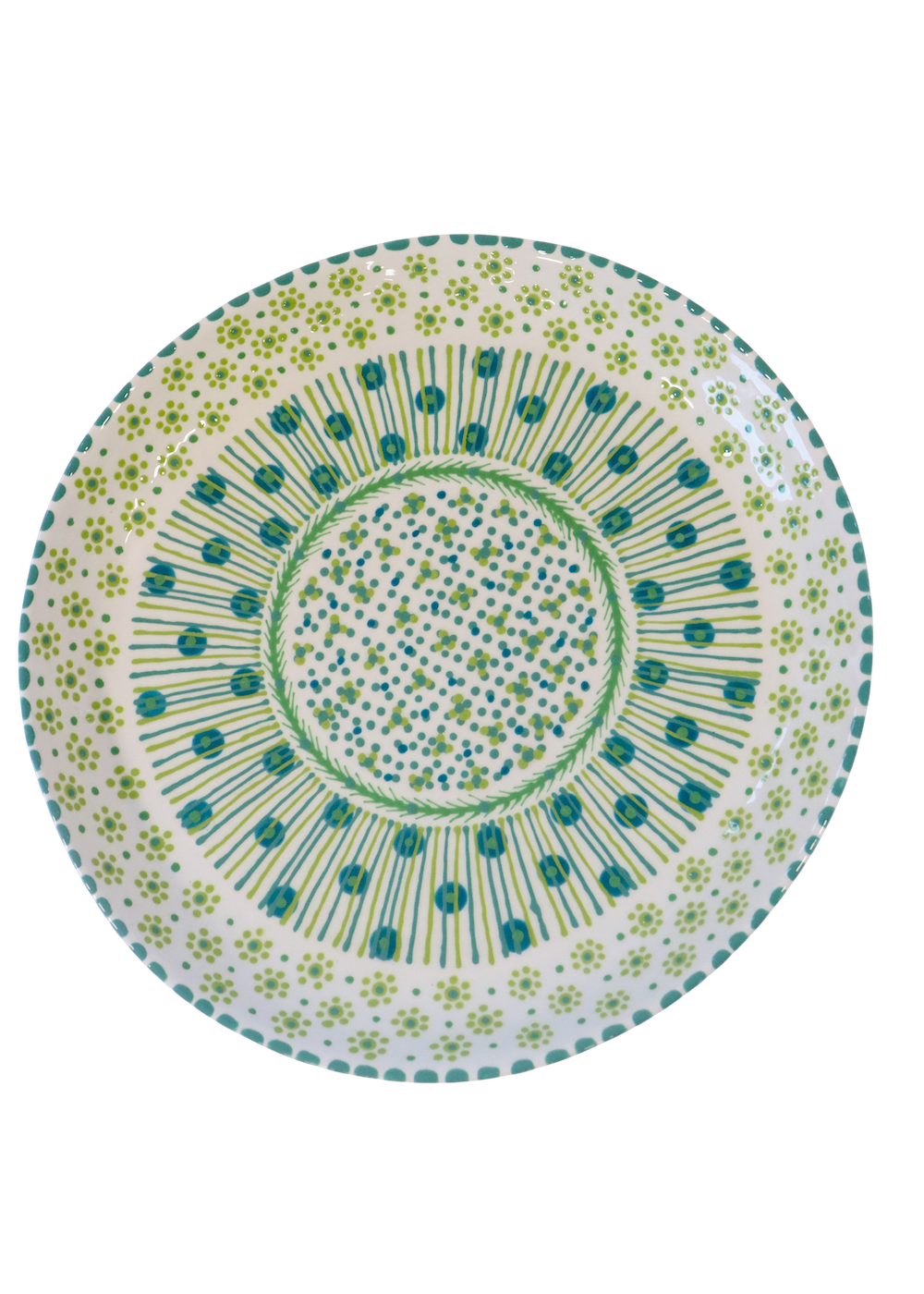 Round Serving Platter - White & Green 2