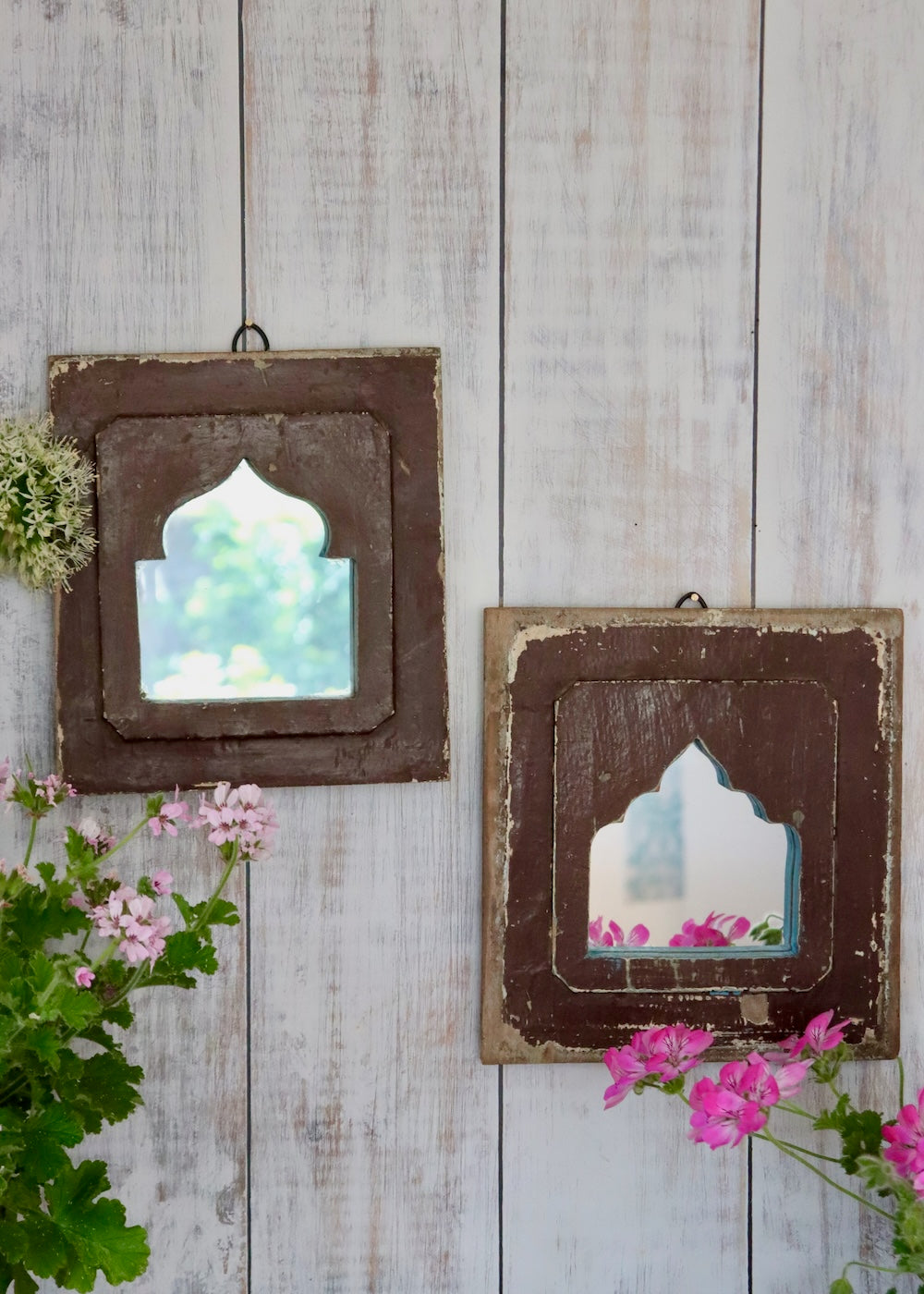 Pair of Vintage Wooden Mirrors - 7