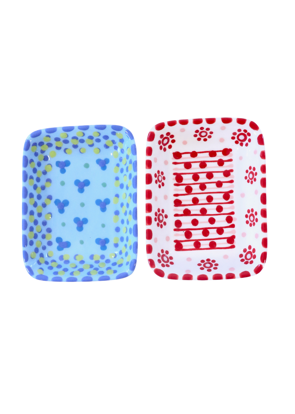 Pair of Trinket Dishes Blue & Red