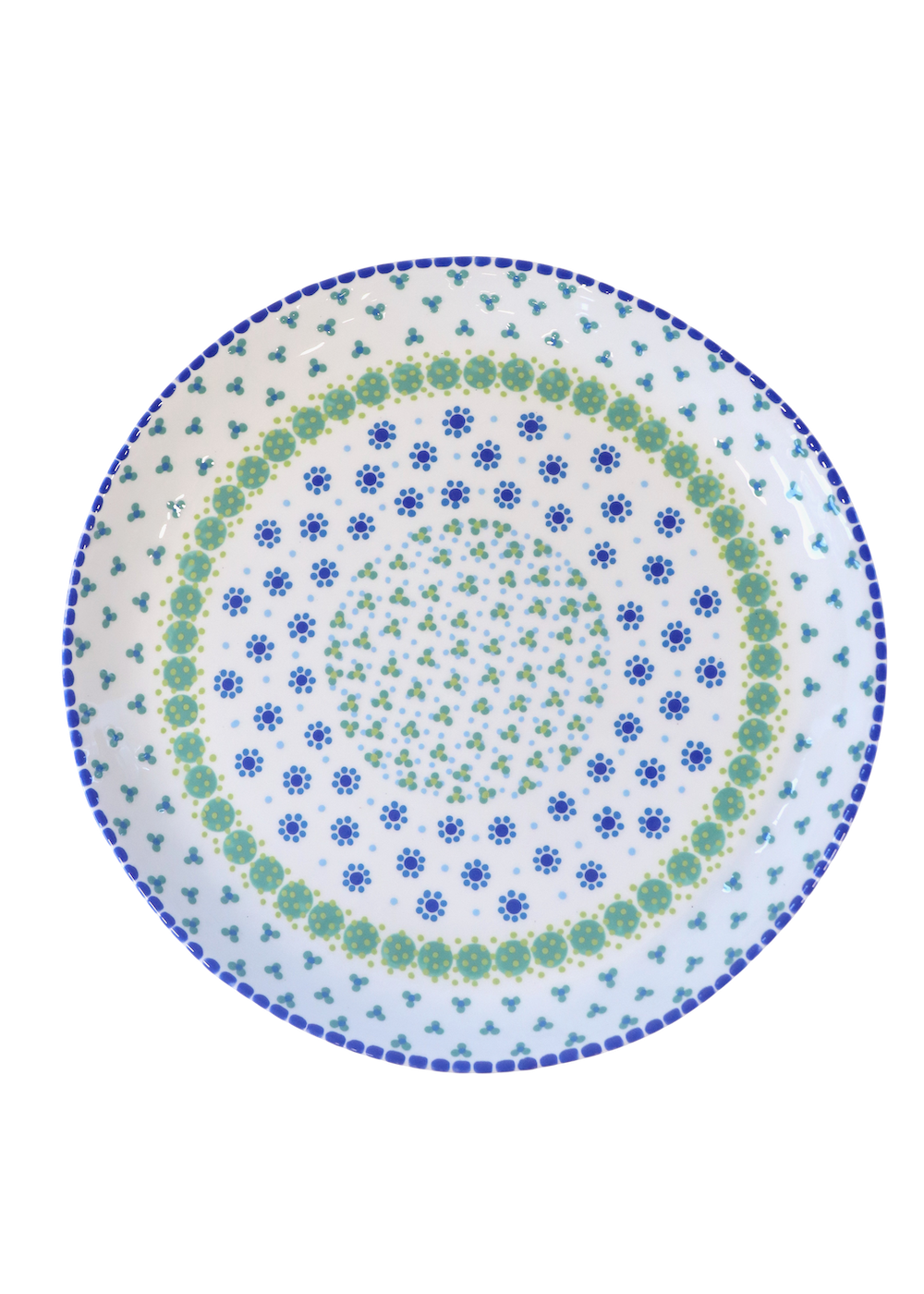 Round Serving Platter - White & Blue