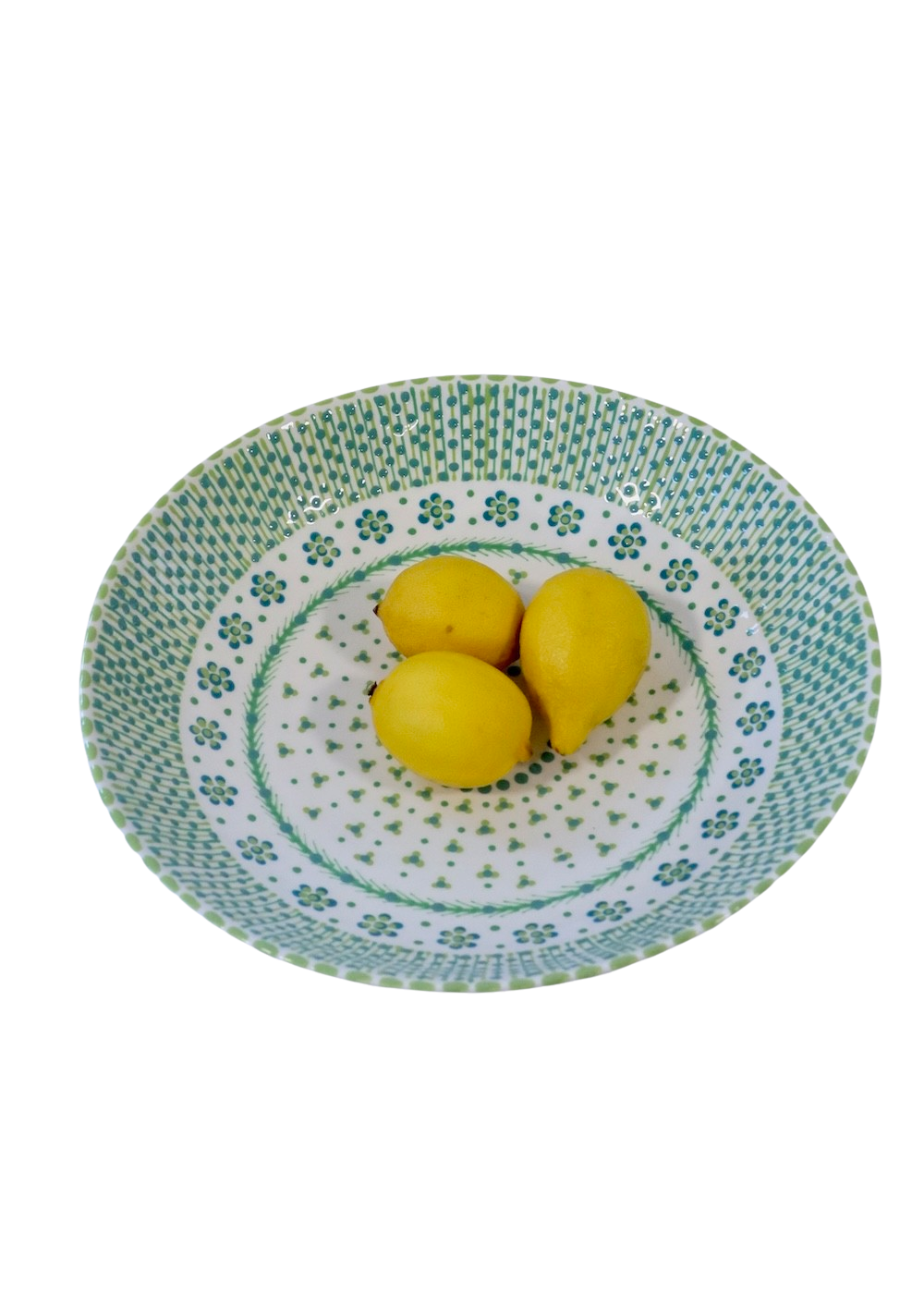Olivia Fruit Bowl - White & Teal