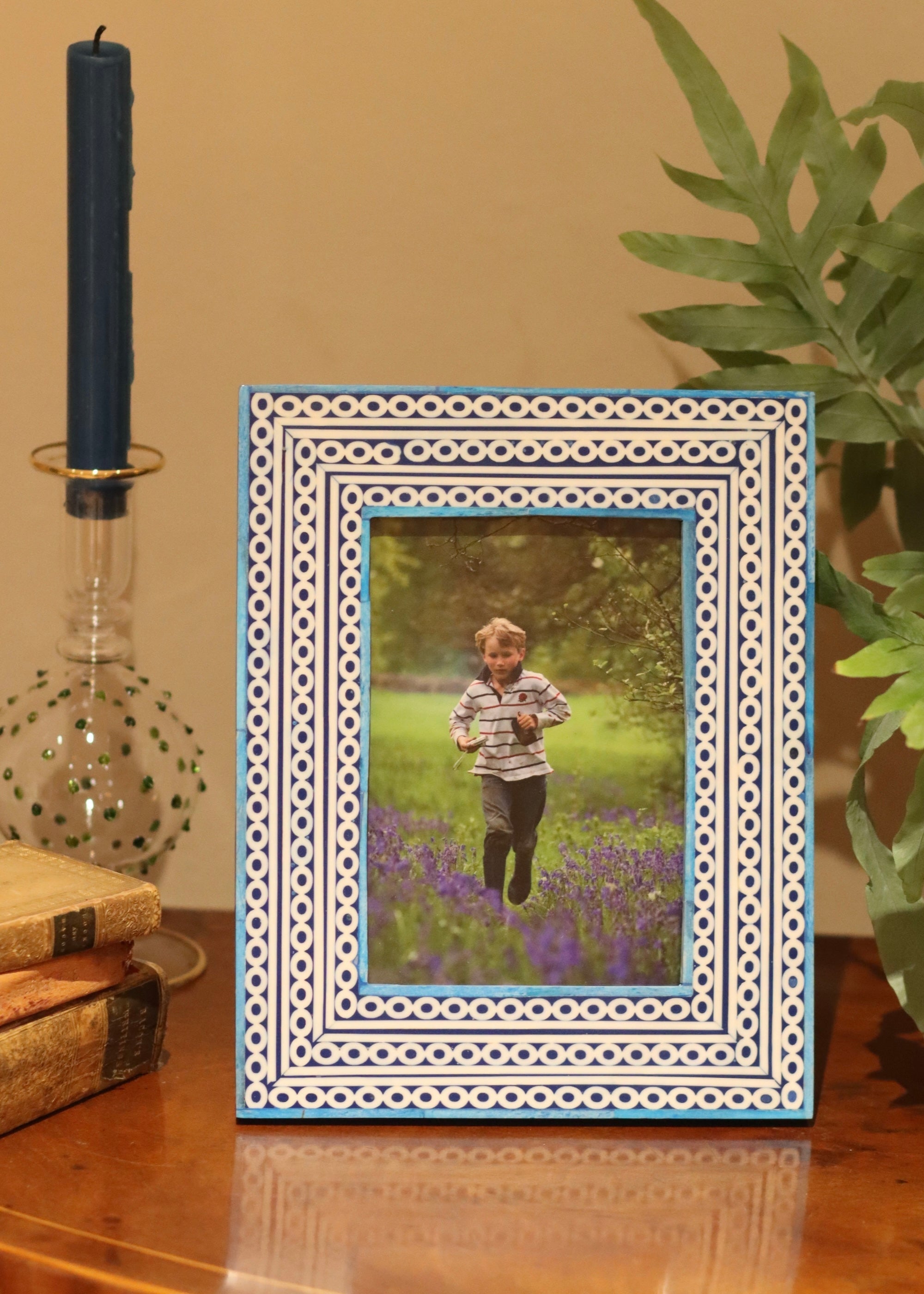Photo Frame - Navy & Turquoise Circle