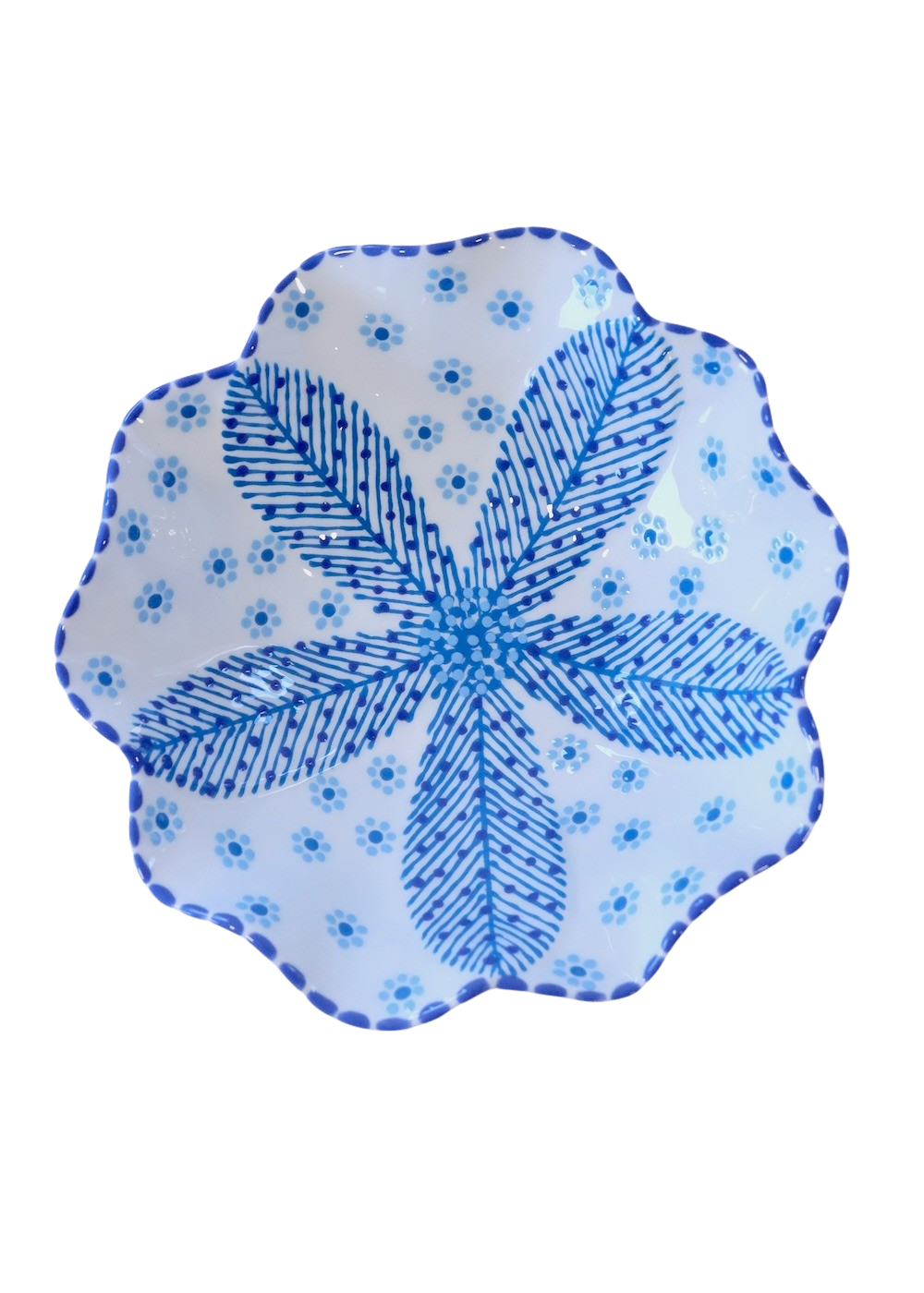 Pasta Bowl White & Blue Flowers