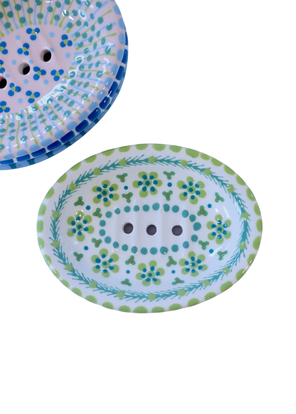 Soap Dish White, Lime & Teal