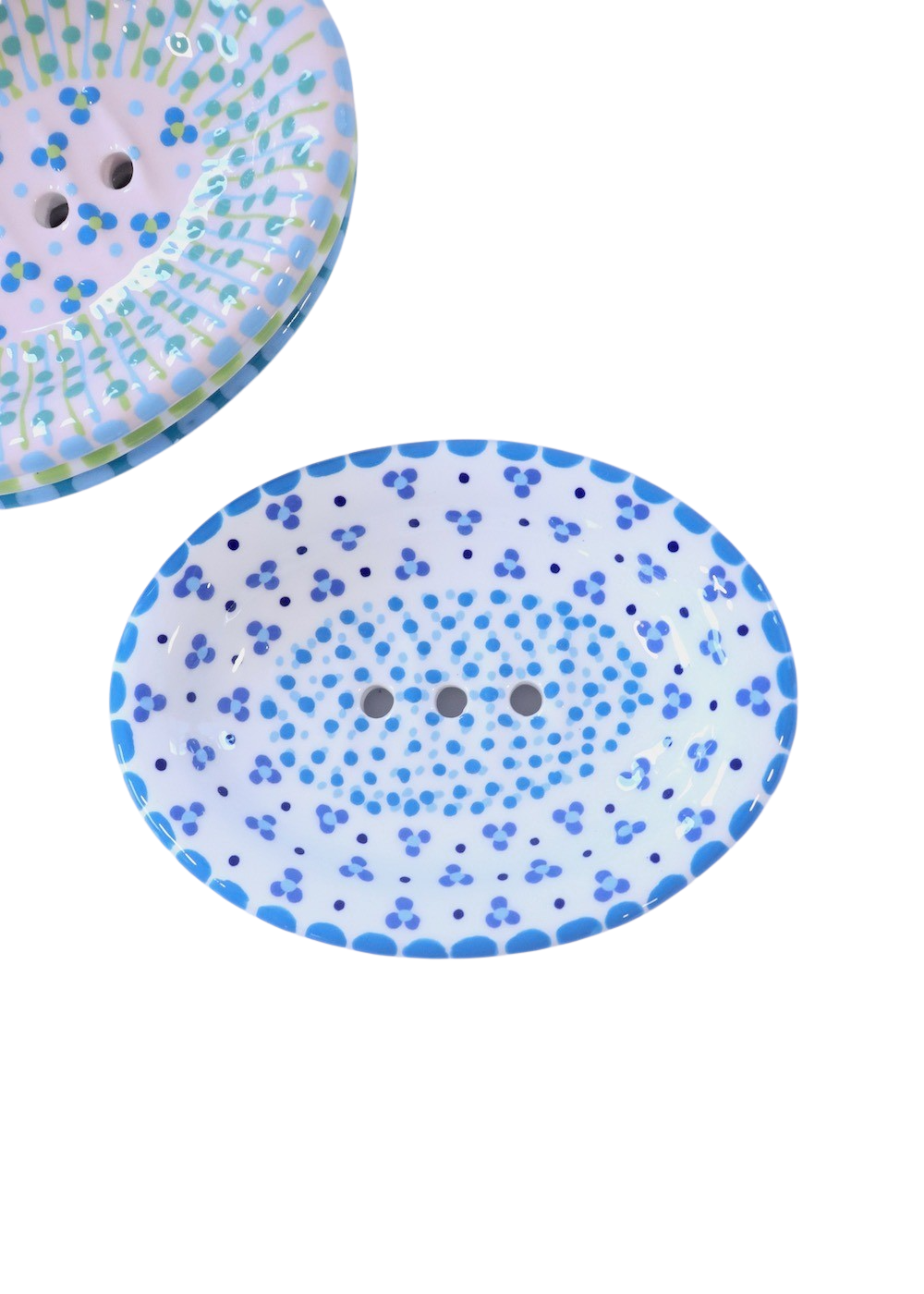 Soap Dish White & Blue 2