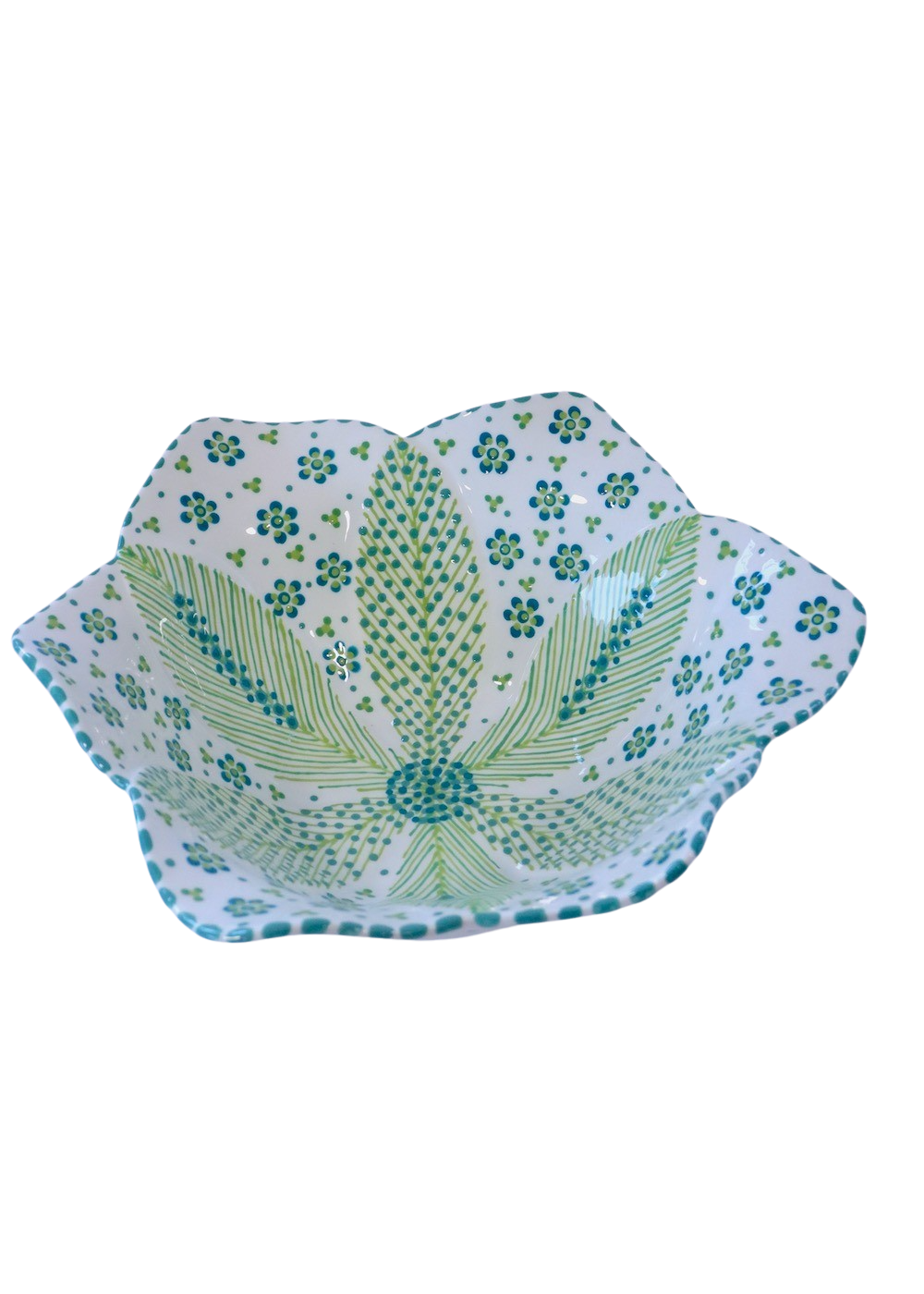 Balfour Salad Bowl: White, Lime & Teal