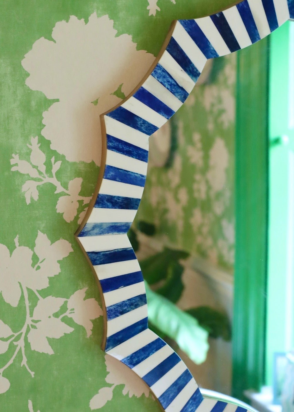 Scalloped Inlay Mirror - Rich Blue