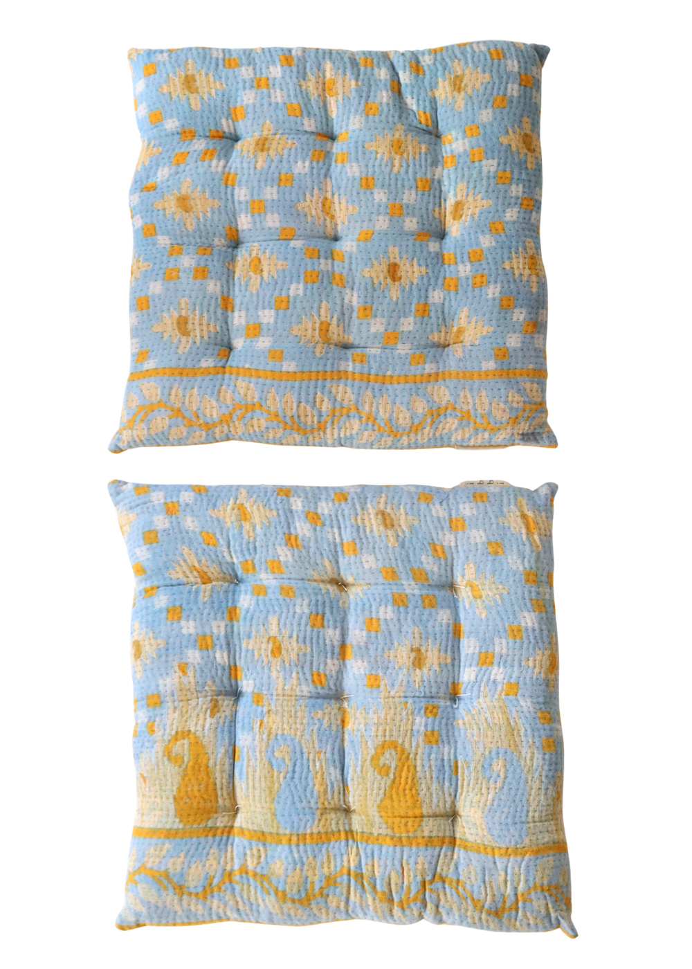 Pair Of Kantha Seat Pads- Pair No 113