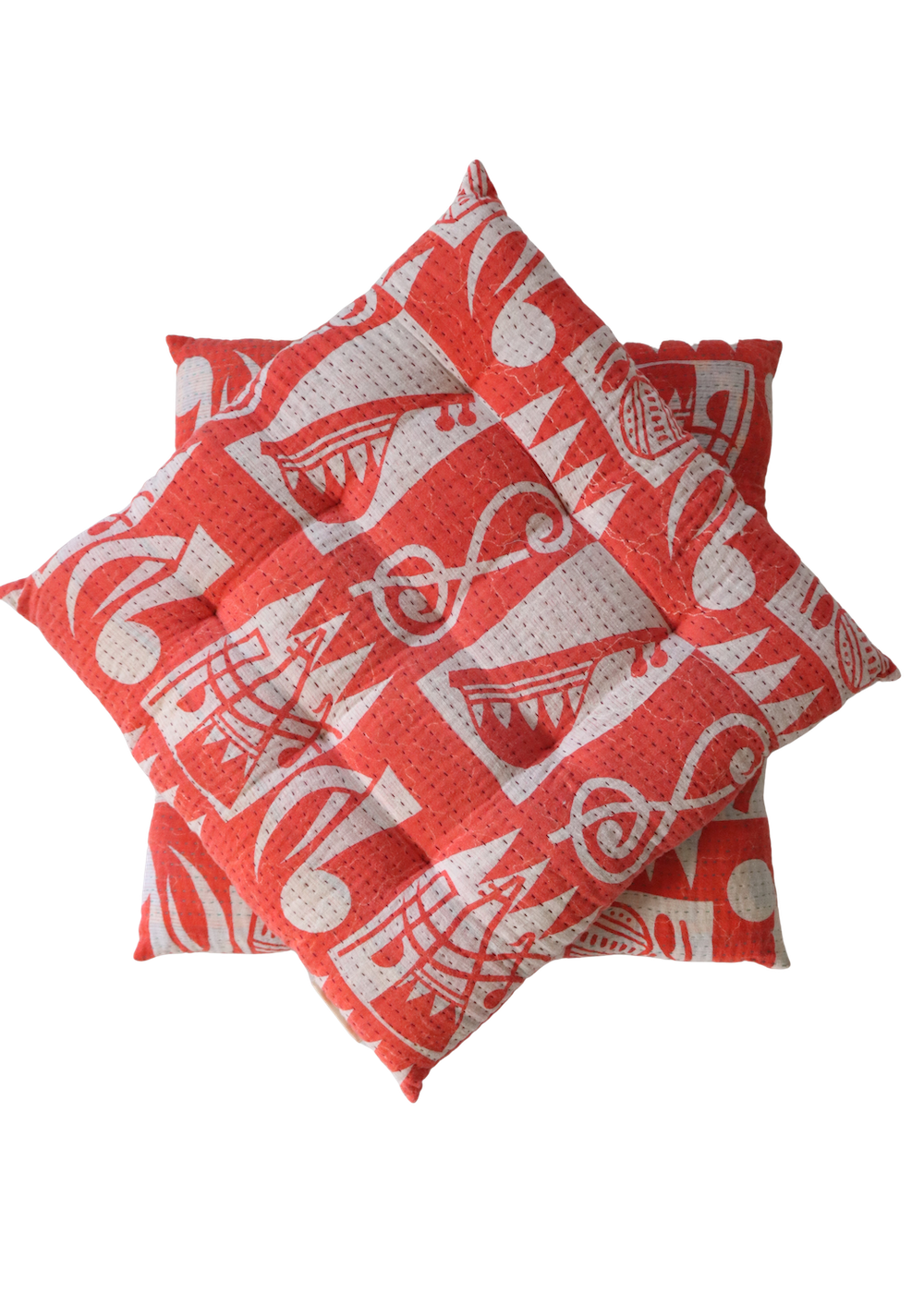 Pair Of Kantha Seat Pads- Pair No 116