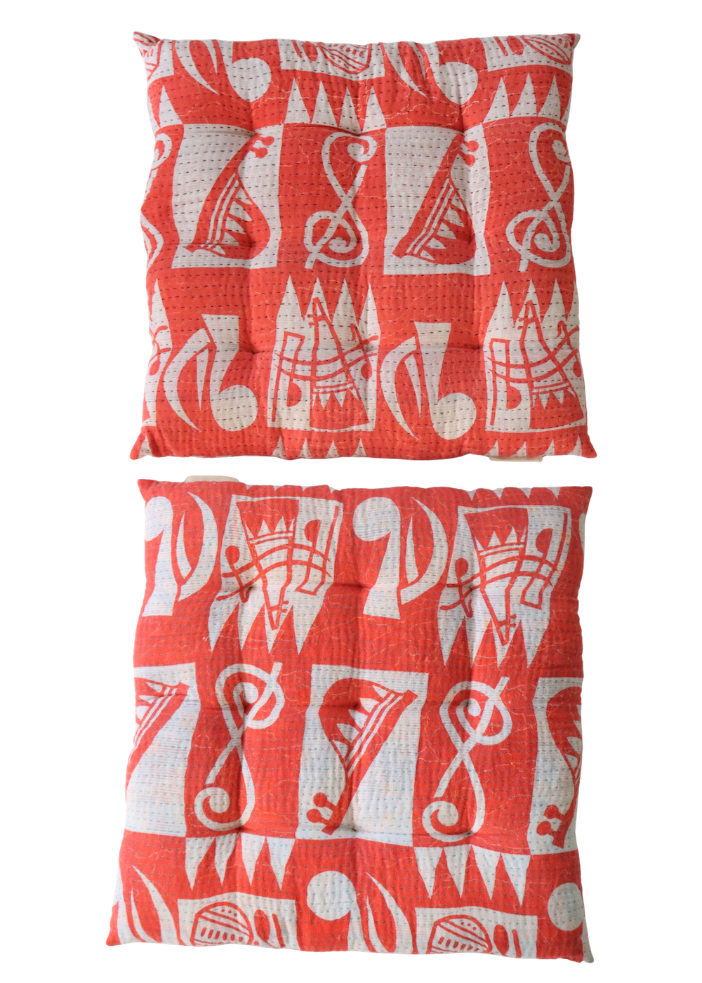 Pair Of Kantha Seat Pads- Pair No 116